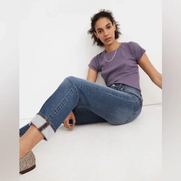 Madewell The Slim Boyjean in Eames Wash Jeans Denim Relaxed Midrise 26 Soft - Picture 4 of 11